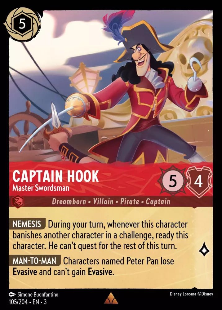 Disney Lorcana - [105/204][S3] - CAPTAIN HOOK - Master Swordsman ENG FOIL [M/NM] - The Great Illuminary -