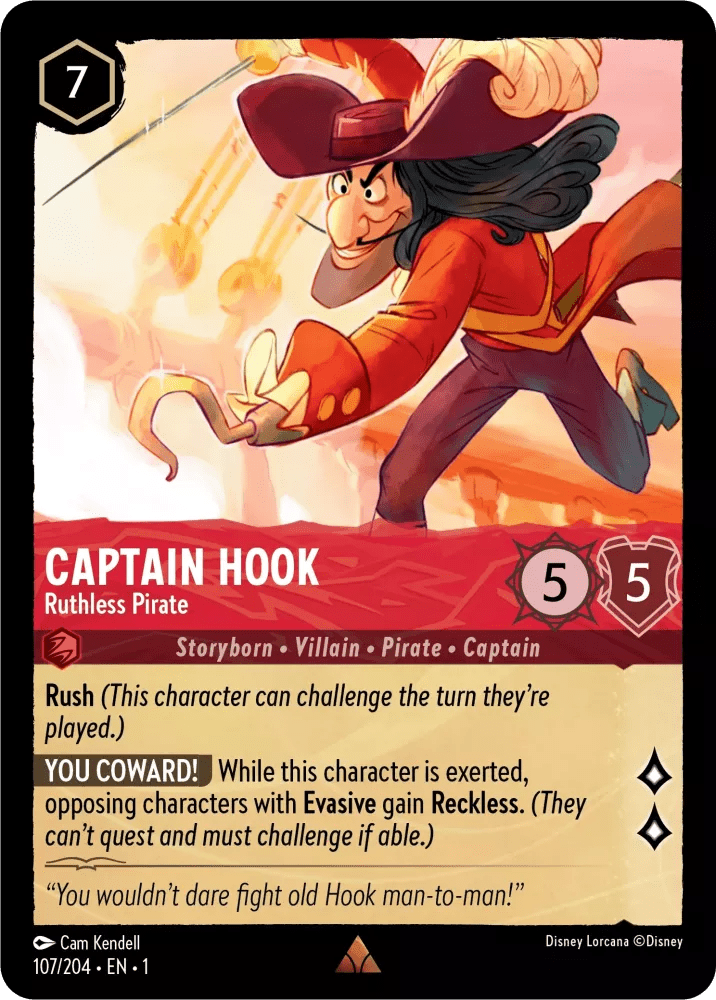 Disney Lorcana - [107/204] - CAPTAIN HOOK - Ruthless Pirate ENG FOIL [M/NM] - The Great Illuminary -