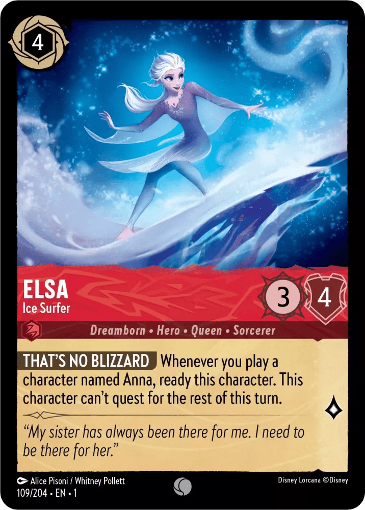 Disney Lorcana - [109/204] - ELSA - Ice Surfer ENG NON-FOIL [M/NM] - The Great Illuminary -