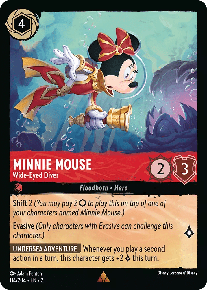 Disney Lorcana - [114/204][S2] - MINNIE MOUSE - Wide-Eyed Diver ENG FOIL [M/NM] - The Great Illuminary -