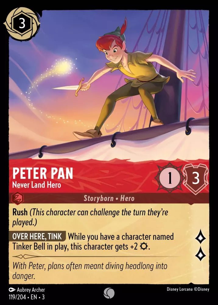 Disney Lorcana - [119/204][S3] - PETER PAN - Never Land Hero FOIL [M/NM] - The Great Illuminary -