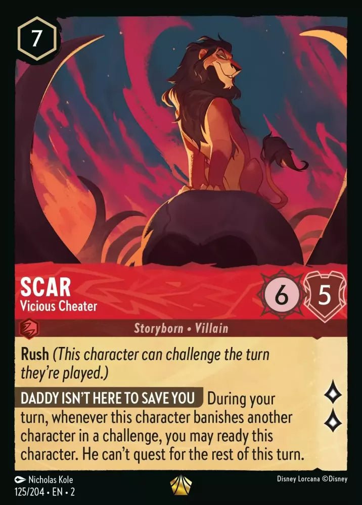 Disney Lorcana - [125/204][S2] - SCAR - Vicious Cheater ENG FOIL [M/NM] - The Great Illuminary -