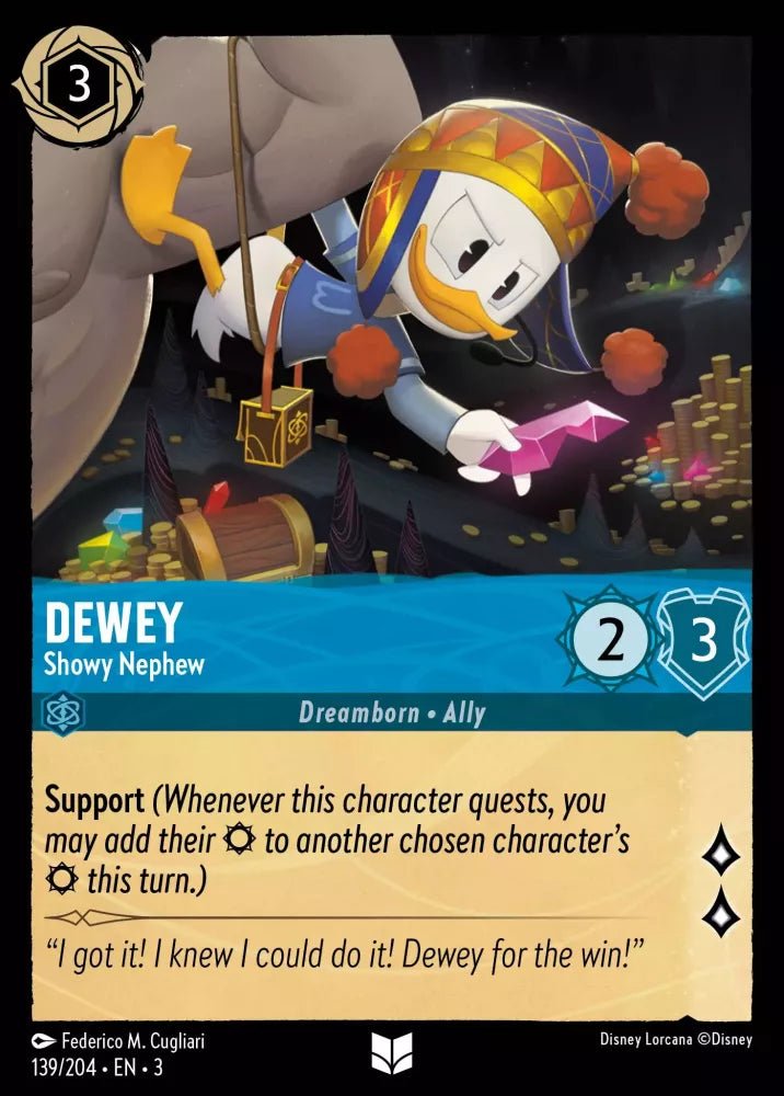 Disney Lorcana - [139/204][S3] - DEWEY - Showy Nephew FOIL [M/NM] - The Great Illuminary -