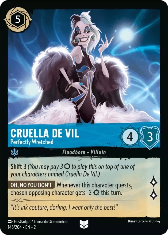 Disney Lorcana - [145/204][S2] - CUELLA DE VIL - Perfectly Wretched ENG FOIL [M/NM] - The Great Illuminary -