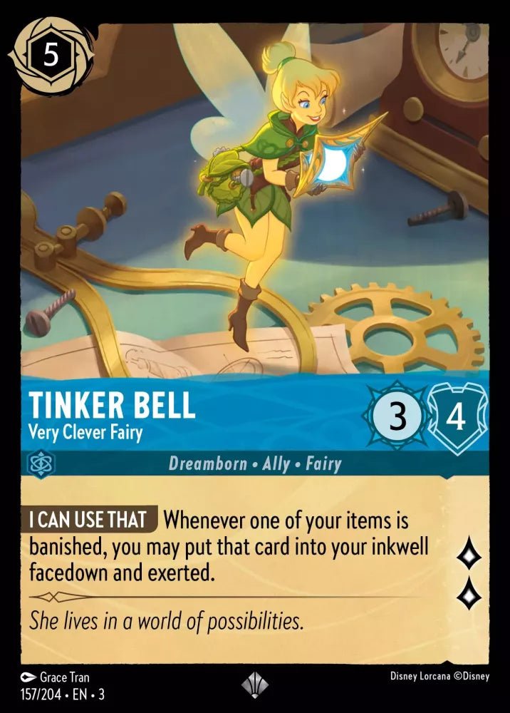 Disney Lorcana - [157/204][S3] - TINKER BELL - Very Clever Fairy FOIL [M/NM] - The Great Illuminary -