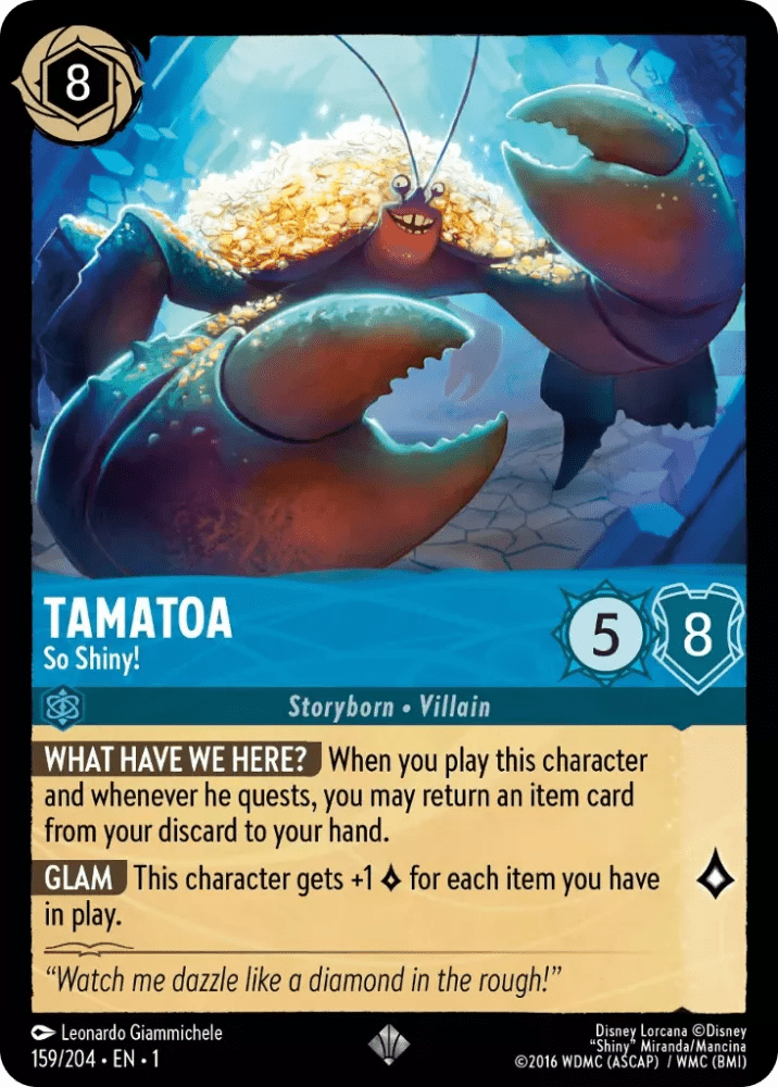 Disney Lorcana - [159/204] - TAMATOA - So Shiny! ENG FOIL [M/NM] - The Great Illuminary -