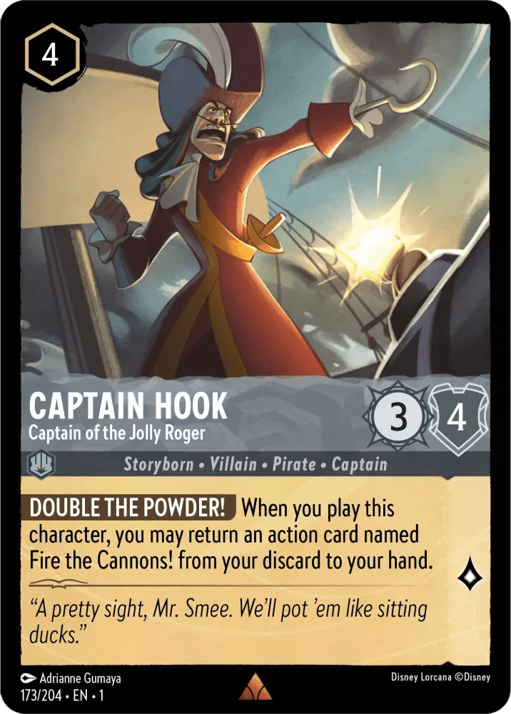 Disney Lorcana - [173/204] - CAPTAIN HOOK - Captain of the Jolly Roger ENG FOIL [M/NM] - The Great Illuminary -