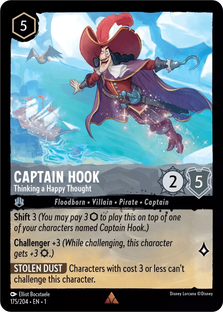 Disney Lorcana - [175/204] - CAPTAIN HOOK - Thinking a Happy Thought ENG FOIL [M/NM] - The Great Illuminary -