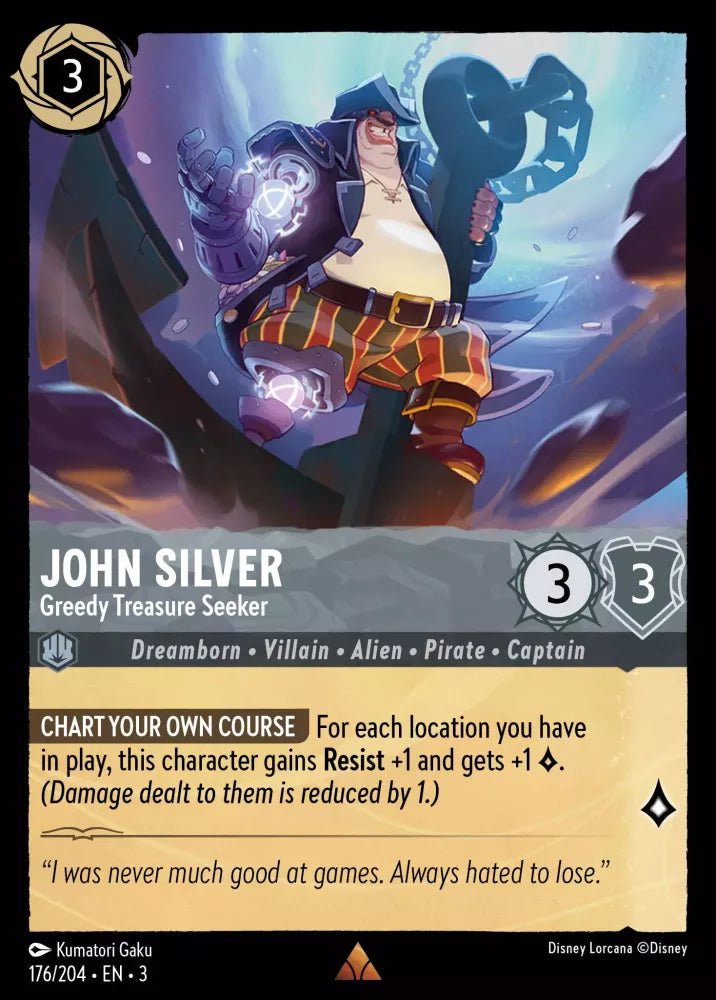 Disney Lorcana - [176/204][S3] - JOHN SILVER - Greedy Treasure Seeker ENG FOIL [M/NM] - The Great Illuminary -