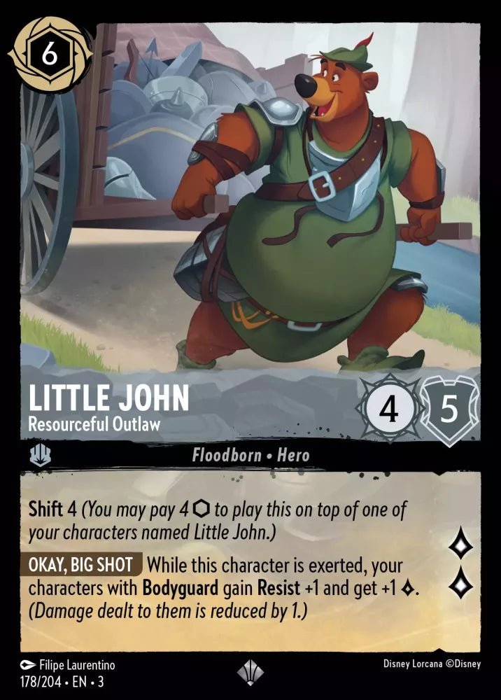 Disney Lorcana - [178/204][S3] - LITTLE JOHN - Resourceful Outlaw ENG FOIL [M/NM] - The Great Illuminary -