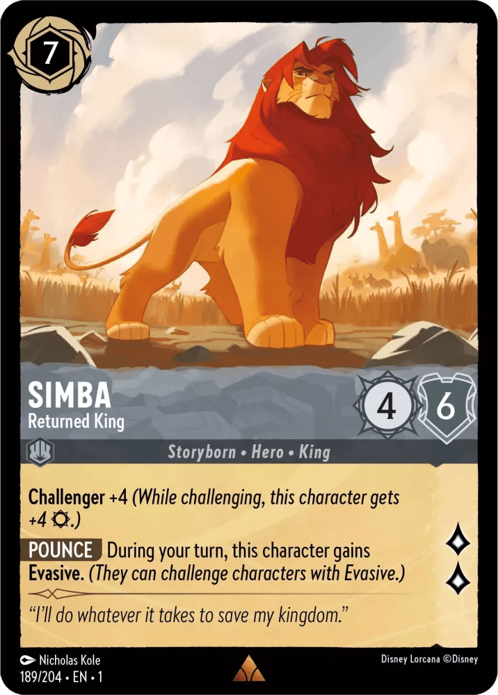 Disney Lorcana - [189/204] - SIMBA - Returned King ENG FOIL [M/NM] - The Great Illuminary -