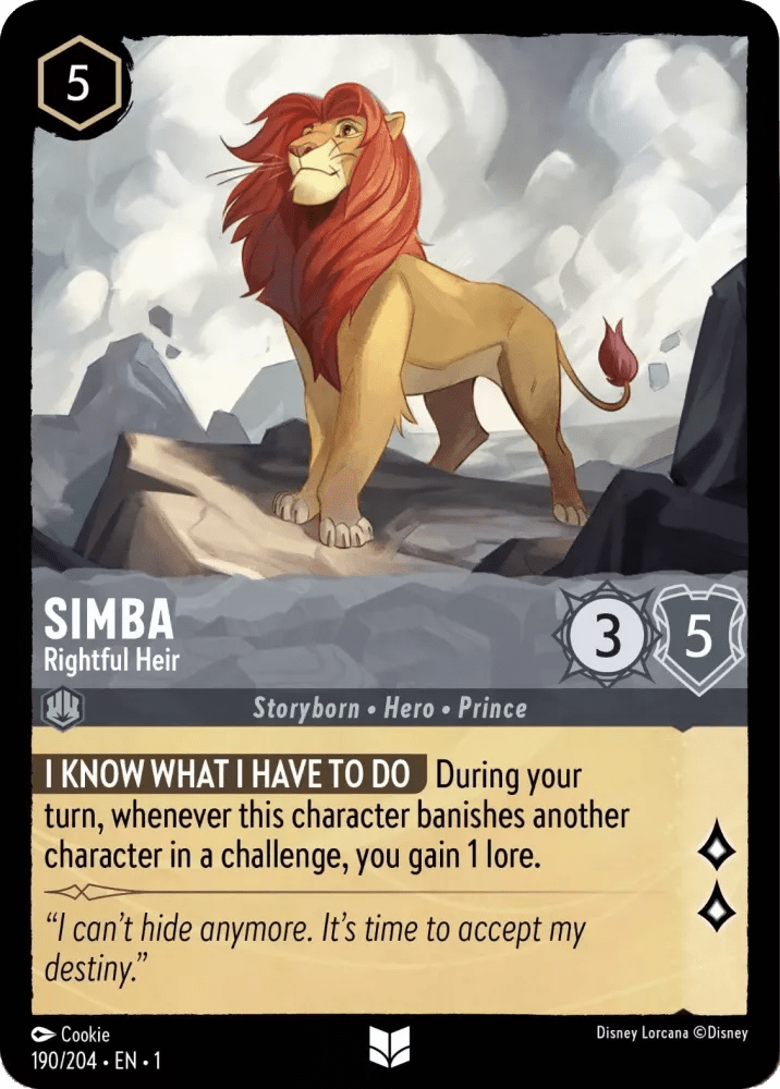 Disney Lorcana - [190/204] - SIMBA - Rightful Heir ENG FOIL [M/NM] - The Great Illuminary -