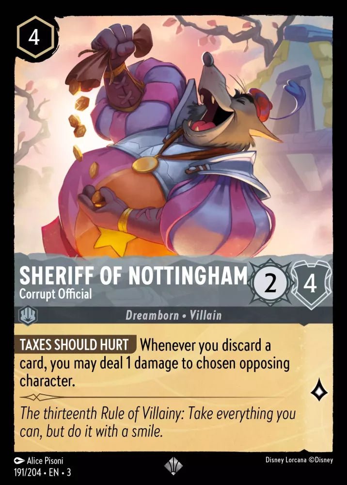 Disney Lorcana - [191/204][S3] - SHERIFF OF NOTTINGHAM - Corrupt Official ENG FOIL [M/NM] - The Great Illuminary -