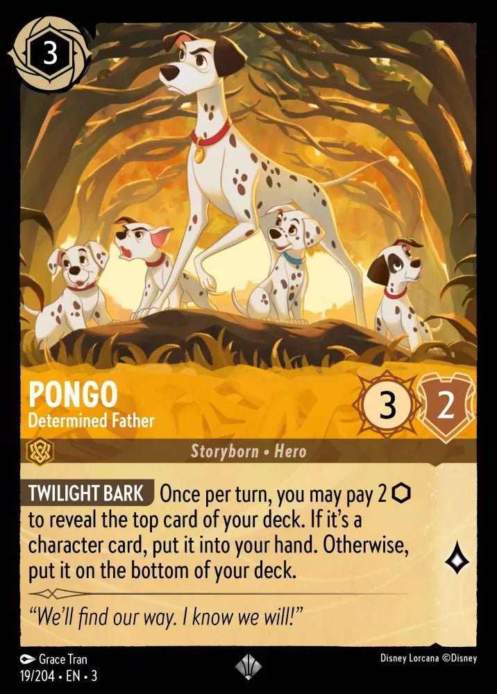 Disney Lorcana - [19/204][S3] - PONGO - Determined Father ENG NON-FOIL [M/NM] - The Great Illuminary -