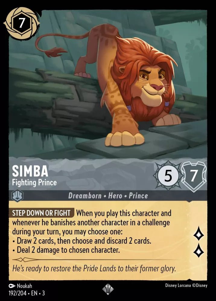 Disney Lorcana - [192/204][S3] - SIMBA - Fighting Prince ENG FOIL [M/NM] - The Great Illuminary -