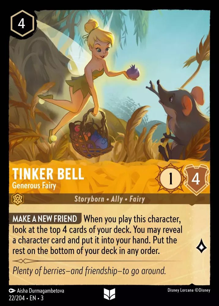 Disney Lorcana - [22/204][S3] - TINKER BELL - Generous Fairy ENG FOIL [M/NM] - The Great Illuminary -