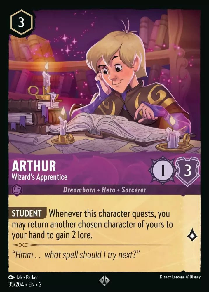 Disney Lorcana - [35/204][S2] - ARTHUR - Wizard's Apprentice ENG FOIL [M/NM] - The Great Illuminary -