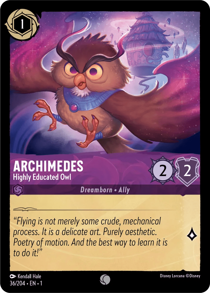 Disney Lorcana - [36/204] - ARCHIMEDES - Highly Educated Owl ENG FOIL [M/NM] - The Great Illuminary -