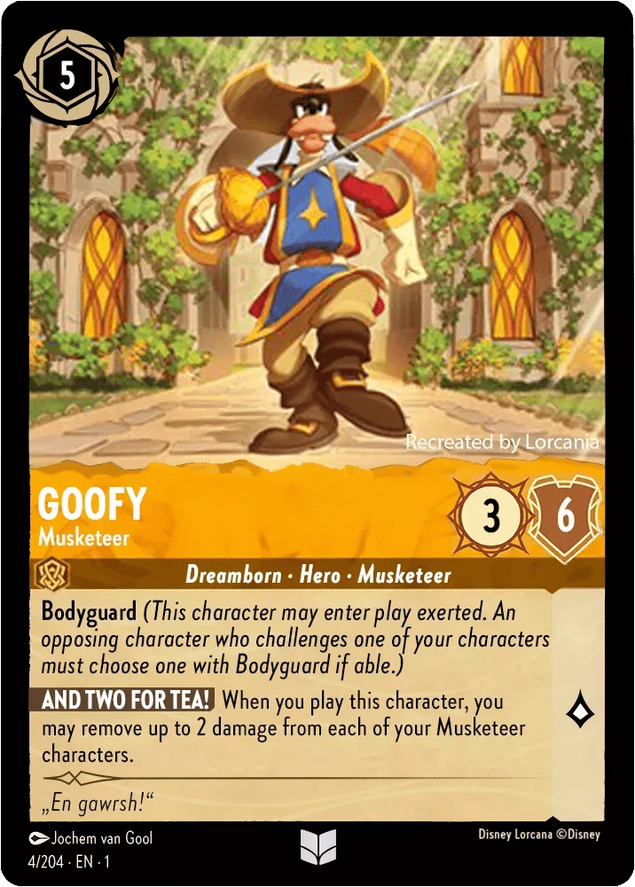 Disney Lorcana - [4/204] - GOOFY - Musketeer ENG NON-FOIL- [M/NM] - The Great Illuminary -