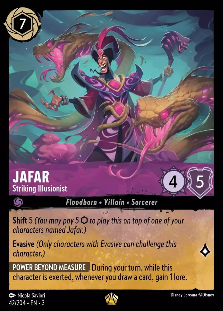 Disney Lorcana - [42/204][S3] - JAFAR - Striking Illusionist ENG FOIL [M/NM] - The Great Illuminary -