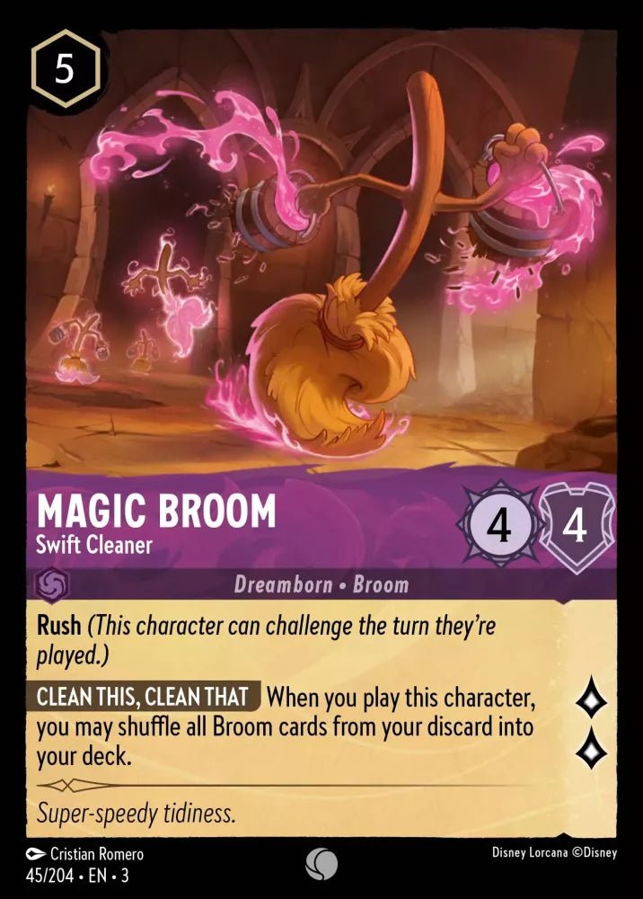 Disney Lorcana - [45/204][S3] - MAGIC BROOM - Swift Cleaner ENG FOIL [M/NM] - The Great Illuminary -