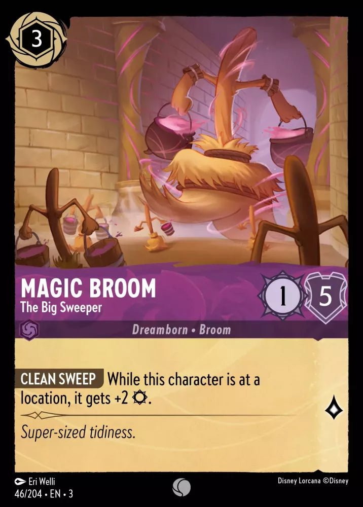 Disney Lorcana - [46/204][S3] - MAGIC BROOM - The Big Sweeper ENG FOIL [M/NM] - The Great Illuminary -