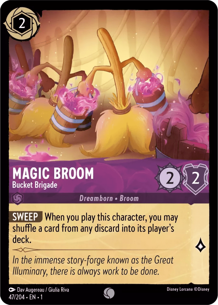 Disney Lorcana - [47/204] - MAGIC BROOM - Bucket Brigade ENG FOIL [M/NM] - The Great Illuminary -