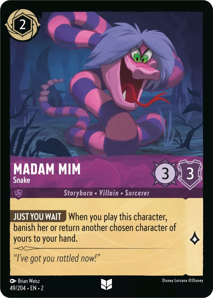 Disney Lorcana - [49/204][S2] - MADAM MIM - Snake ENG NON-FOIL [M/NM] - The Great Illuminary -