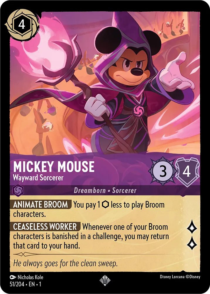 Disney Lorcana - [51/204] - MICKEY MOUSE - Wayward Sorcerer ENG NON-FOIL [M/NM] - The Great Illuminary -