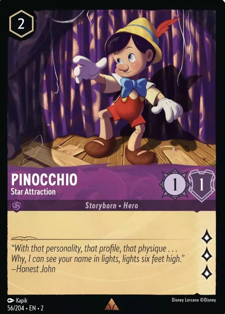 Disney Lorcana - [56/204][S2] - PINOCCHIO - Star Attraction On ENG FOIL [M/NM] - The Great Illuminary -