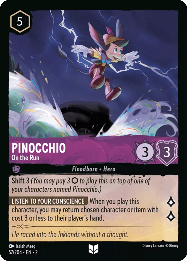 Disney Lorcana - [57/204][S2] - PINOCCHIO - On the Run ENG FOIL [M/NM] - The Great Illuminary -