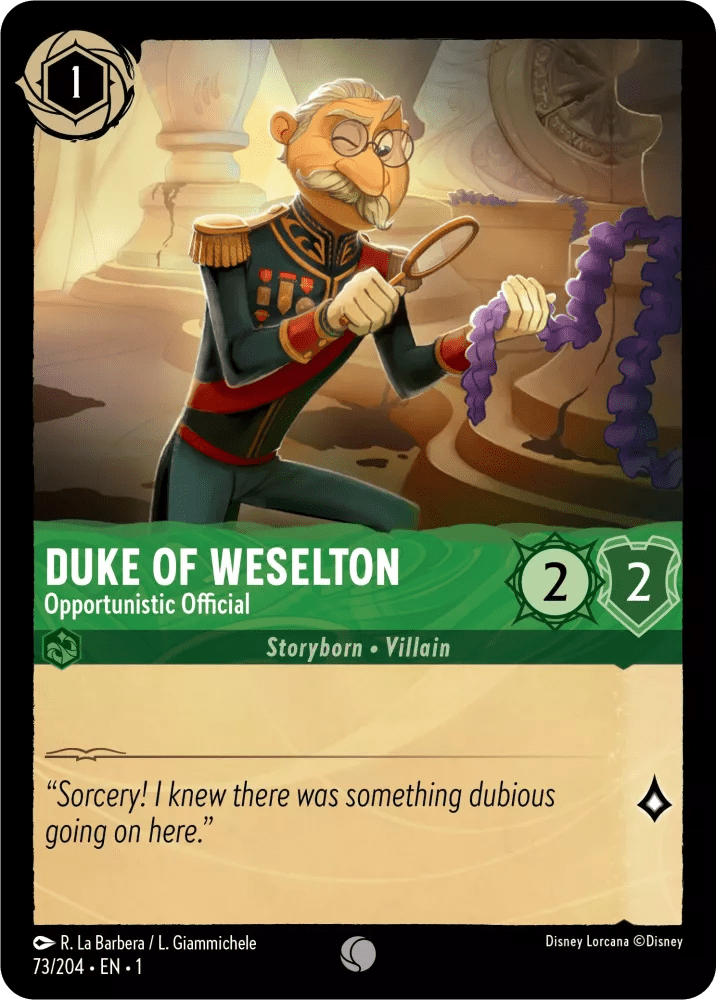 Disney Lorcana - [73/204] - DUKE OF WESELTON - Opportunistic Official ENG FOIL [M/NM] - The Great Illuminary -