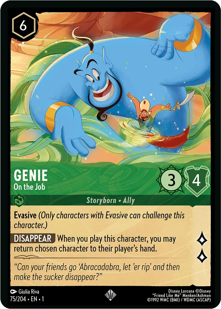 Disney Lorcana - [75/204] - GENIE - On the Job ENG NON-FOIL [M/NM] - The Great Illuminary -