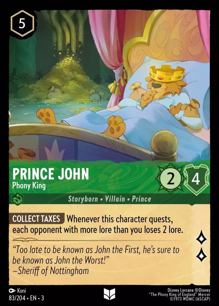 Disney Lorcana - [83/204][S3] - PRINCE JOHN - Phony King ENG FOIL [M/NM] - The Great Illuminary -