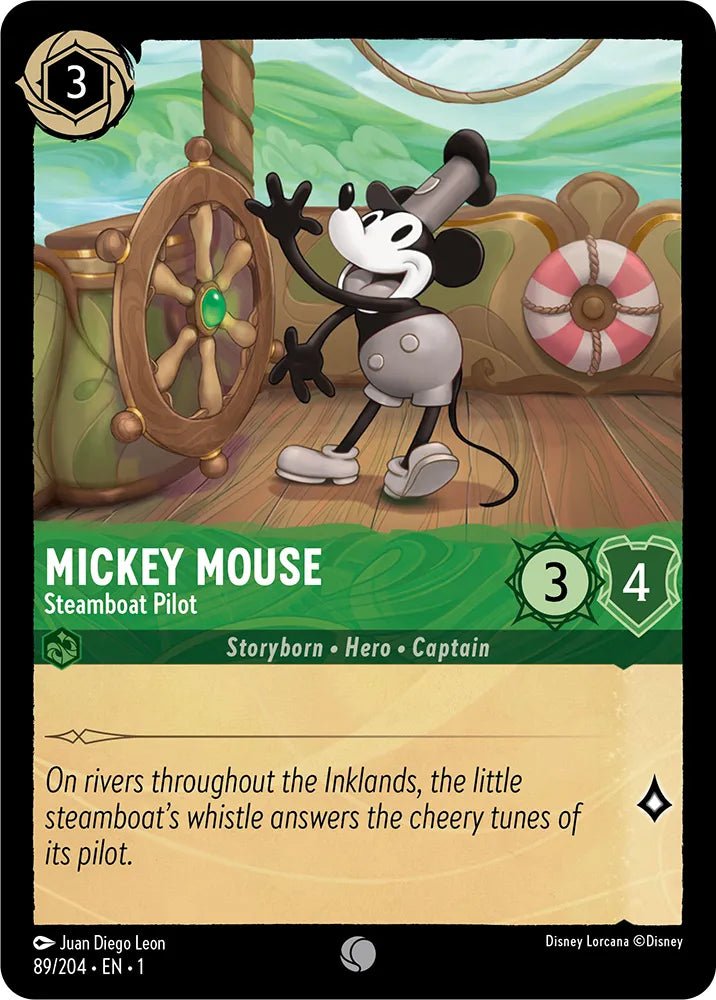 Disney Lorcana - [89/204] - MICKEY MOUSE - Steamboat Pilot ENG NON-FOIL [M/NM] - The Great Illuminary -