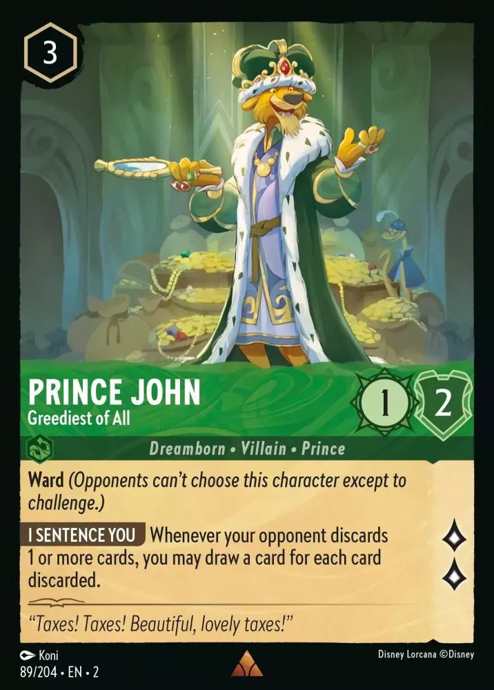 Disney Lorcana - [89/204][S2] - PRINCE JOHN - Greediest of All ENG FOIL [M/NM] - The Great Illuminary -