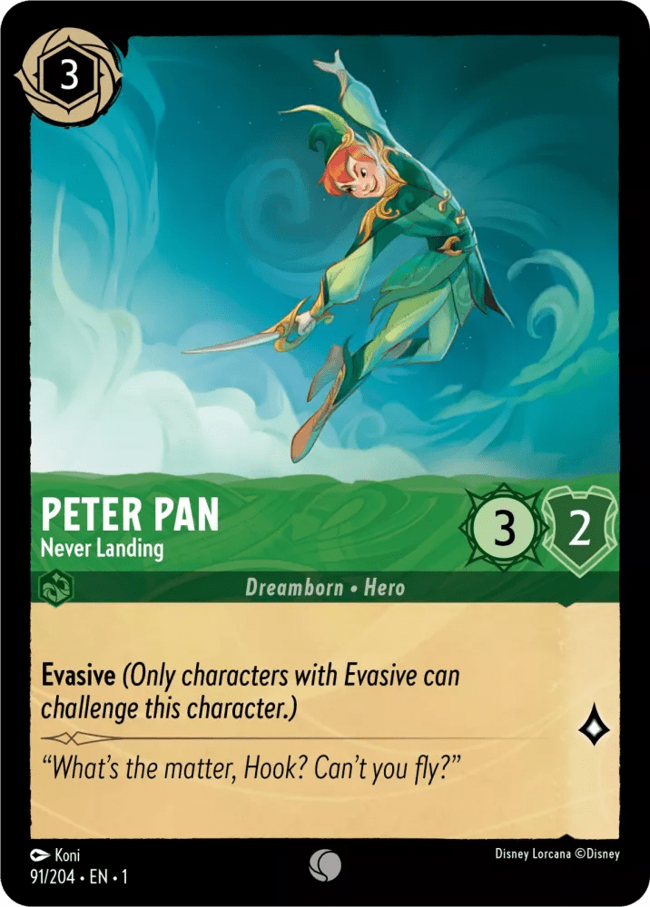 Disney Lorcana - [91/204] - PETER PAN - Never Landing ENG NON-FOIL [M/NM] - The Great Illuminary -