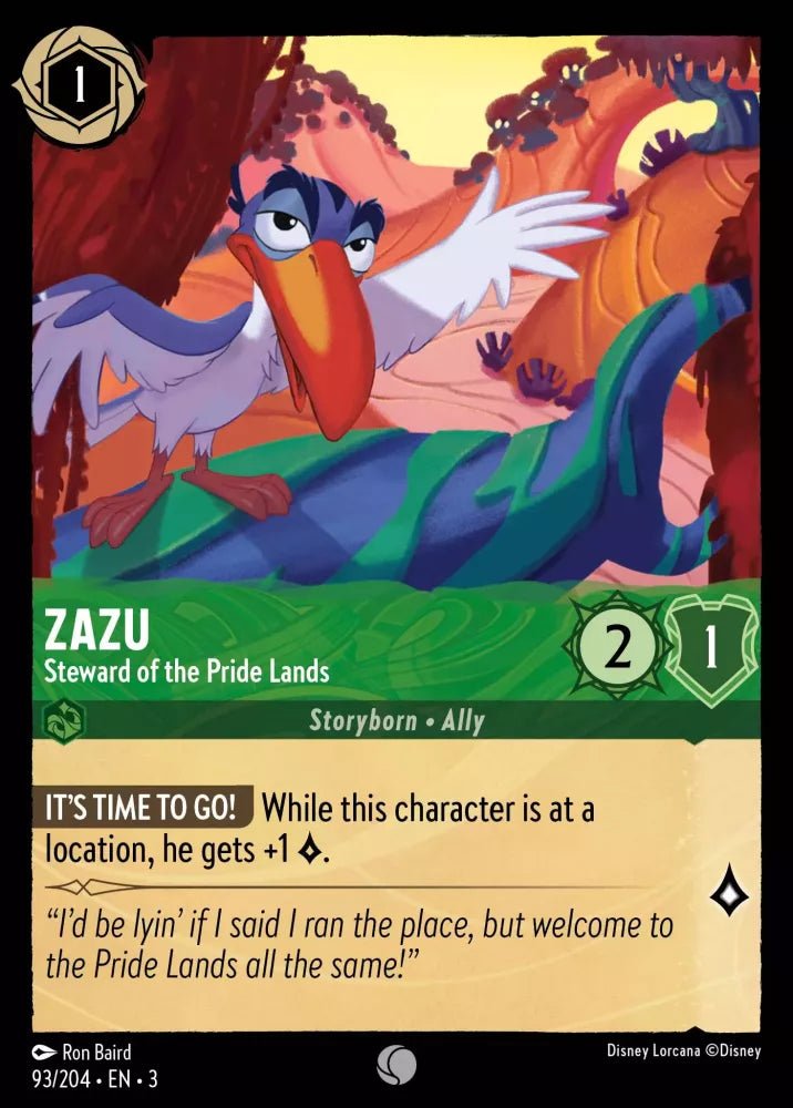 Disney Lorcana - [93/204][S3] - ZAZU - Steward of the Pride Lands ENG FOIL [M/NM] - The Great Illuminary -