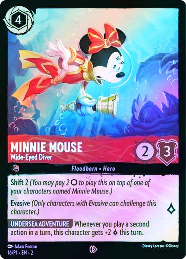 Disney Lorcana - [16/P1] - MINNIE MOUSE - Wide-Eyed Diver - PROMO - ENG FOIL [M/NM] - The Great Illuminary -