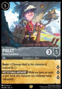 Disney Lorcana - [191/204][S4] - PIGLET - Sturdy Swordsman ENG NON - FOIL [M/NM] - The Great Illuminary - 